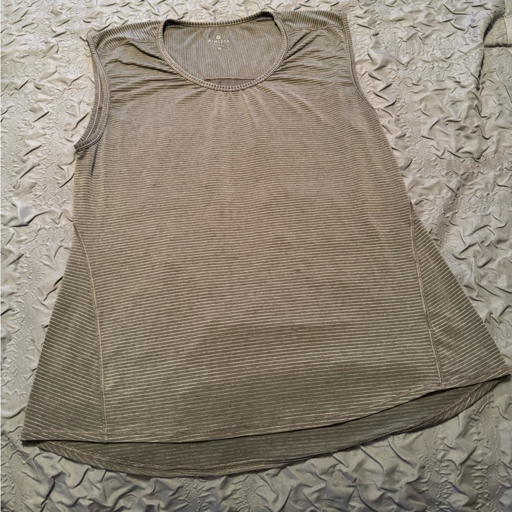Athleta Grey Striped Yoga Short Sleeve Top